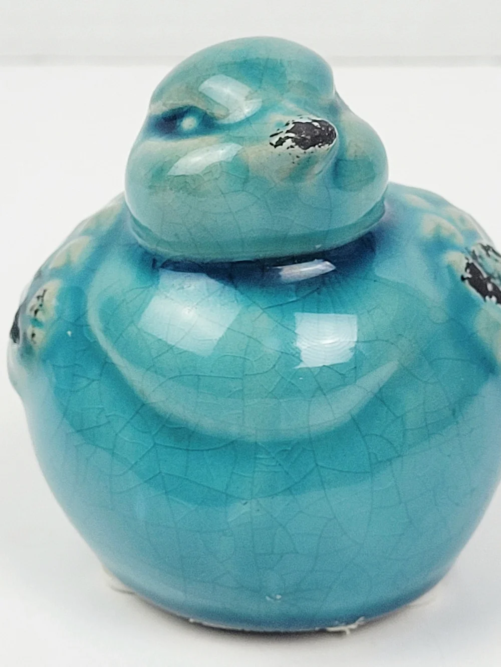 RAZ Imports Resin Stone Textured Chickadee~Ceramic Bitossi Style Bird~Turquoise